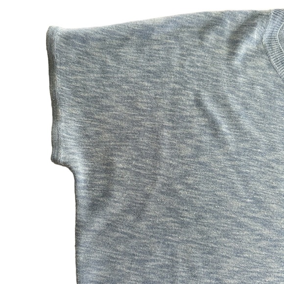 Ellen Tracy Sweater Women’s Medium Blue boxy Pullover Knit t-shirt Short Sleeve - Picture 5 of 7